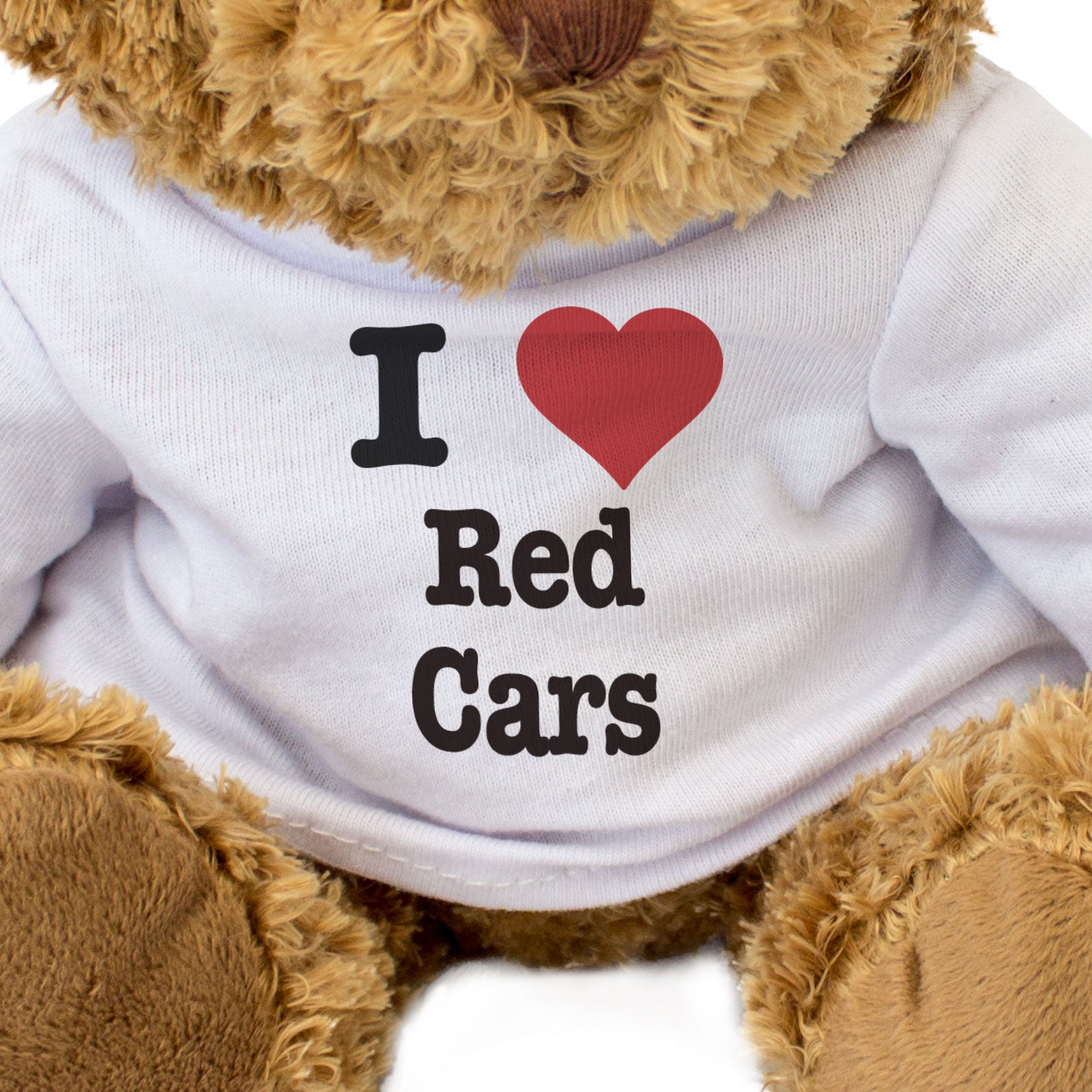 I LOVE RED CARS - Teddy Bear - Cute Cuddly Soft Funny - Gift Present