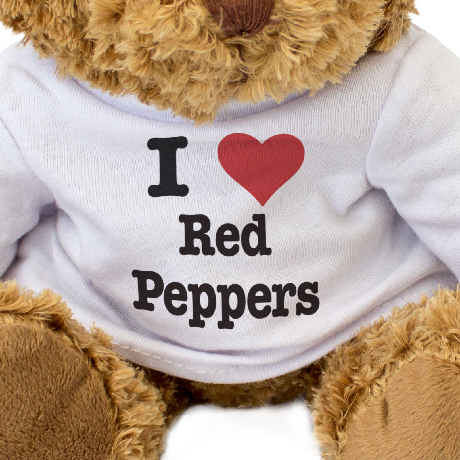I LOVE RED PEPPERS - Teddy Bear - Cute Cuddly Soft Adorable - Gift Present