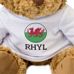 RHYL (WALES FLAG ROUNDEL) - Teddy Bear - Cute - Funny Welsh Gift Present