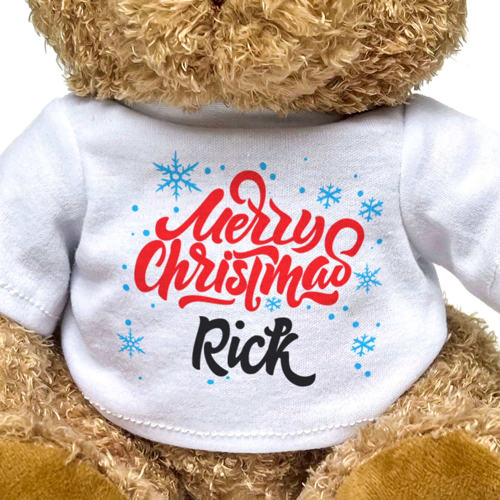 MERRY CHRISTMAS RICK - Teddy Bear - Cute Cuddly Soft - Xmas Gift Present