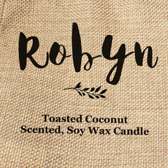 Robyn personalised faux-burlap candle gift bag