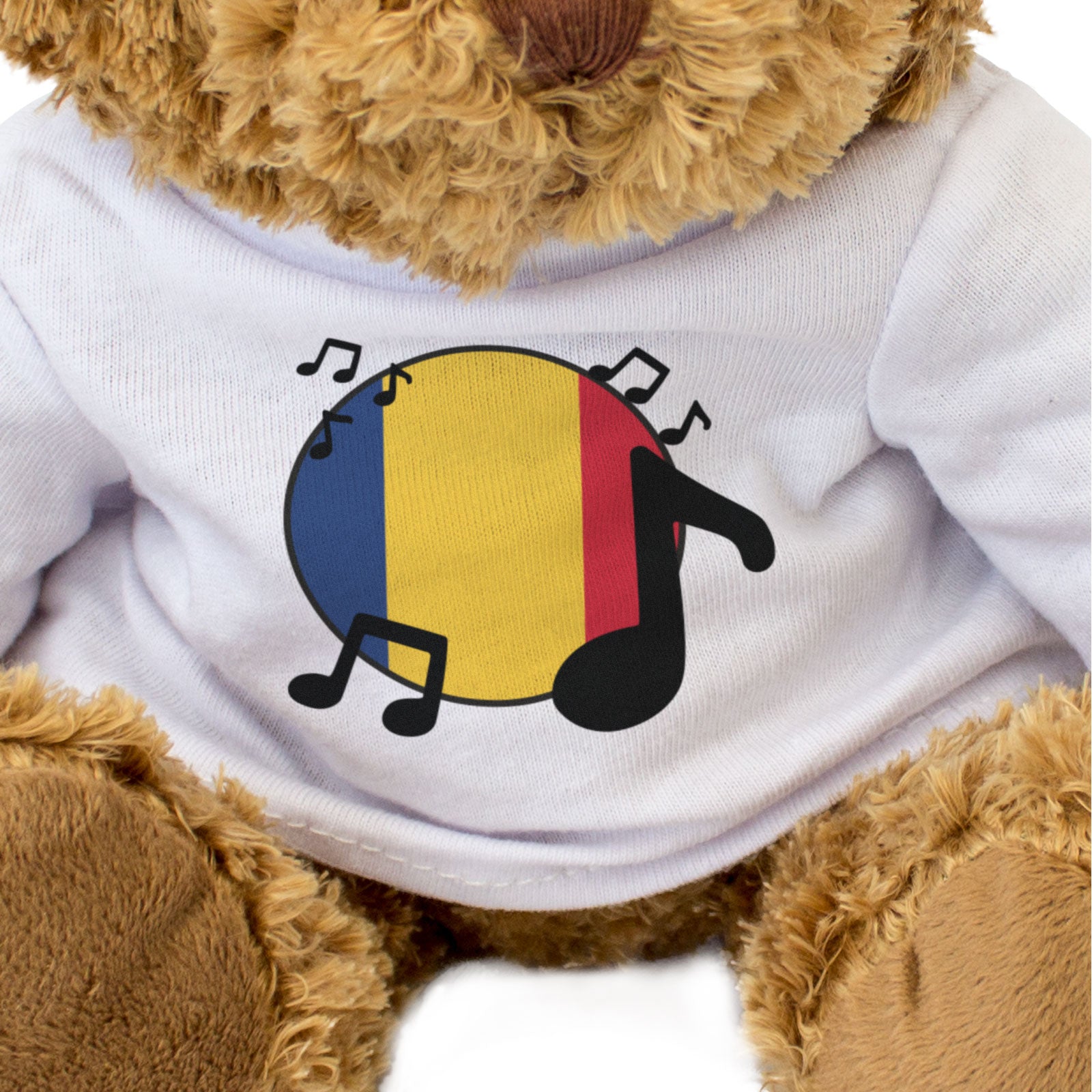 ROMANIA FLAG (MUSICAL NOTES) - Teddy Bear - Romanian Music Fan Gift Present
