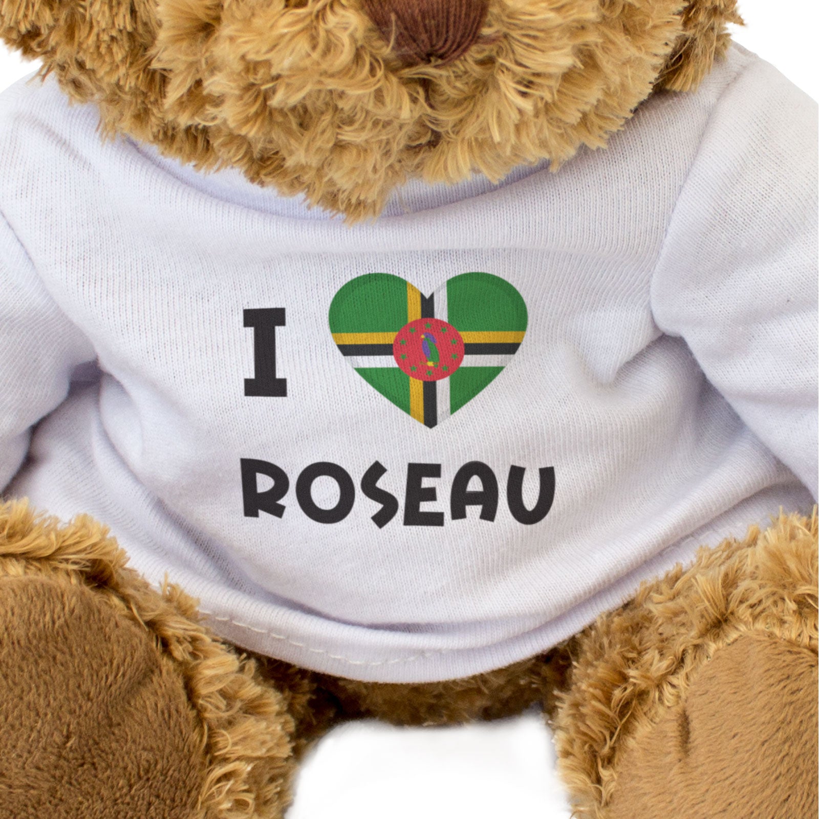 I LOVE ROSEAU (DOMINICA FLAG) - Teddy Bear - Cute Cuddly - Gift Present