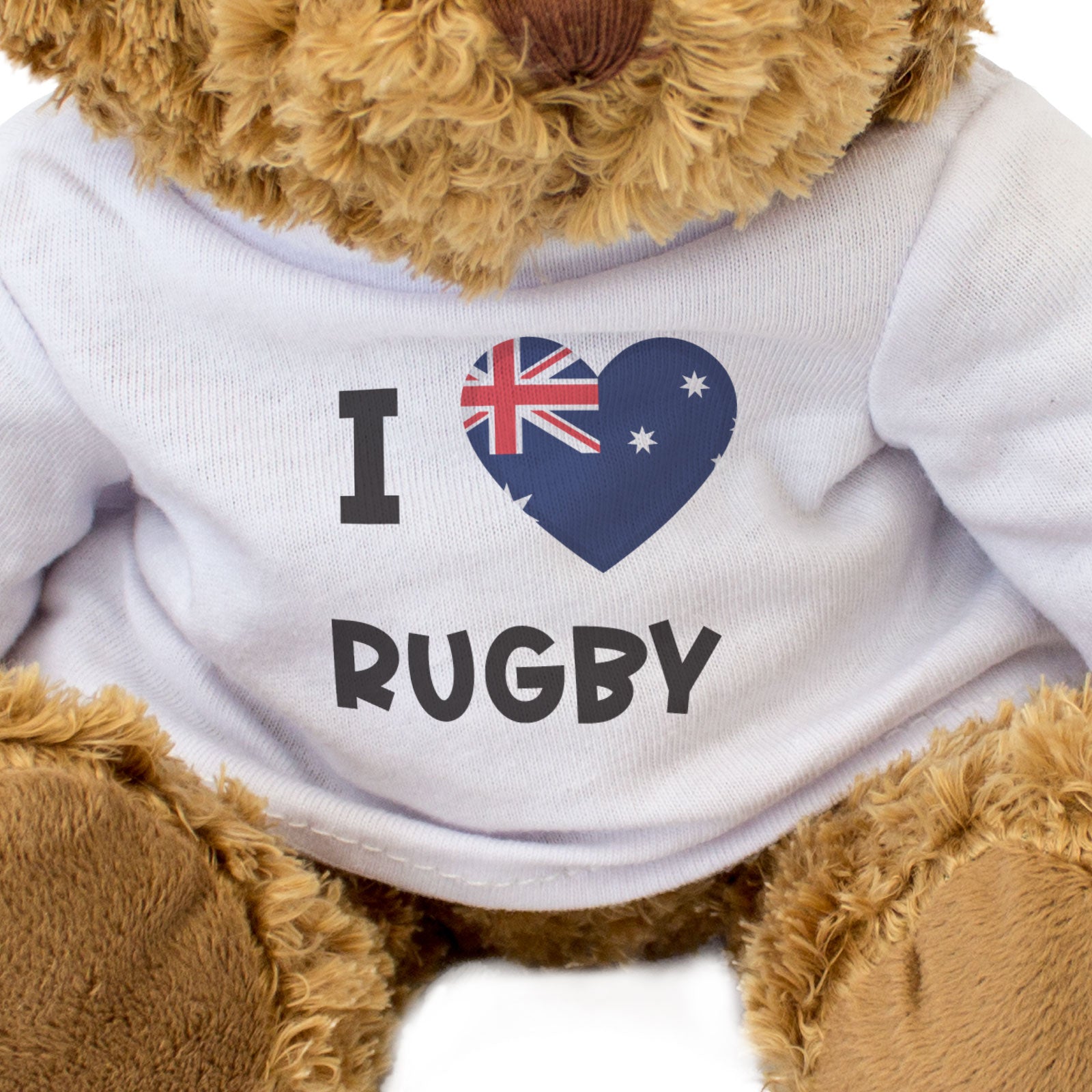I LOVE RUGBY (AUSTRALIA FLAG) - Teddy Bear - Cute Funny Souvenir Gift Present