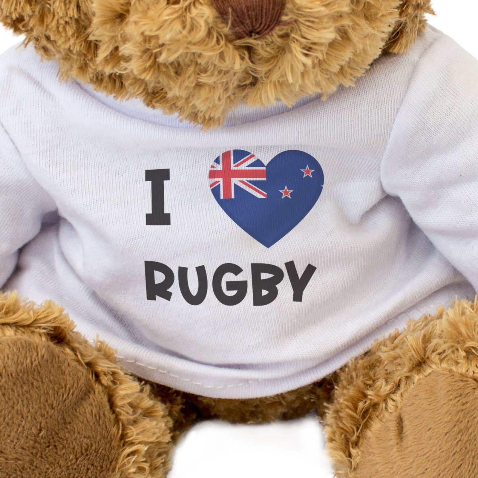I LOVE RUGBY (NEW ZEALAND FLAG) - Teddy Bear - Cute Funny Souvenir Gift Present