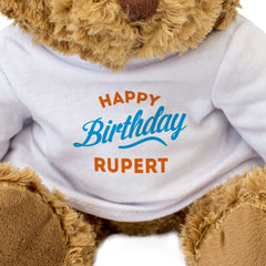 HAPPY BIRTHDAY RUPERT - Teddy Bear - Cute Cuddly Soft Adorable - Gift Present