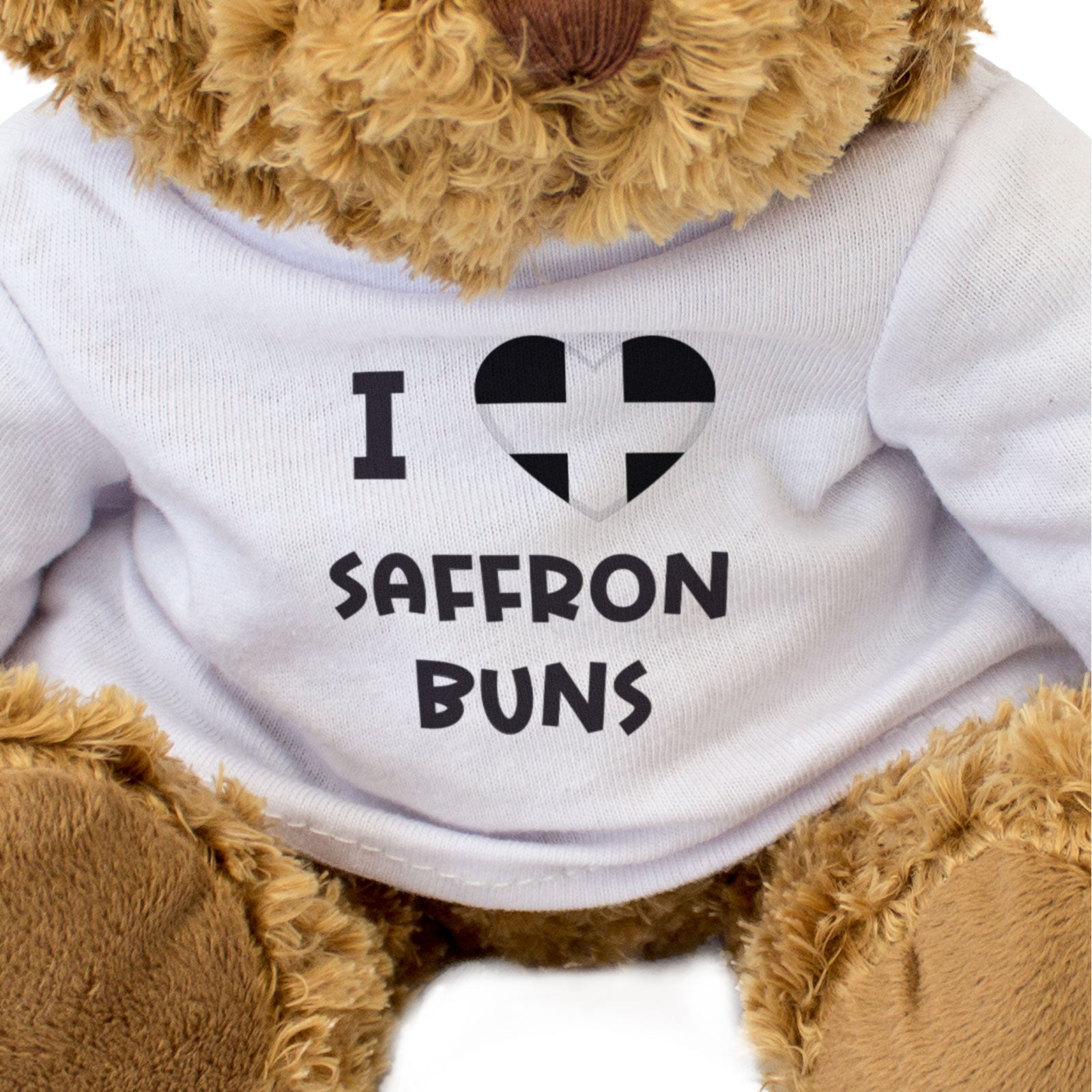 I LOVE SAFFRON BUNS (CORNISH FLAG) - Teddy Bear - Cute - Cornwall Gift Present