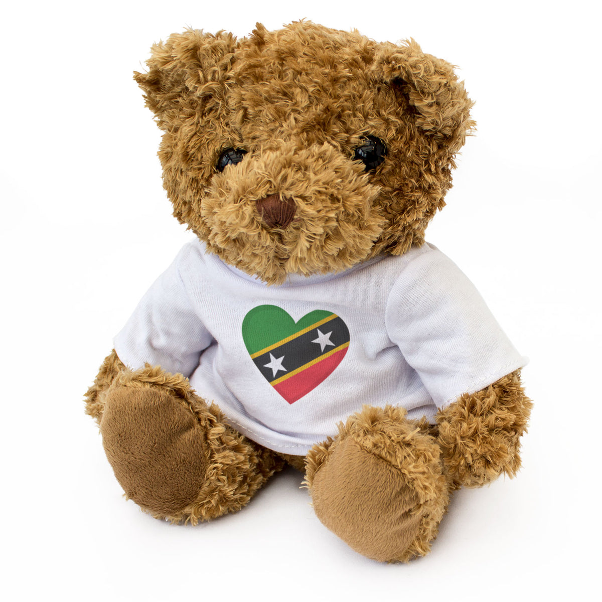 ST KITTS & NEVIS FLAG HEART - Teddy Bear - Cute Cuddly Soft - Gift Present