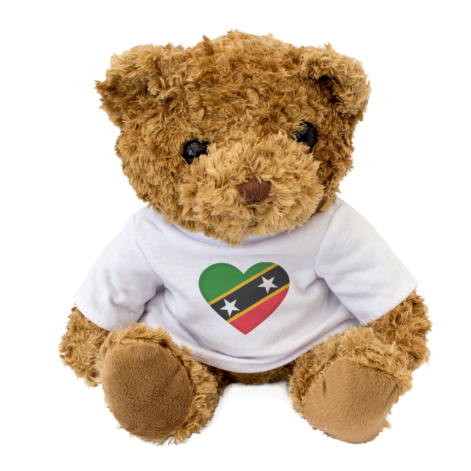 ST KITTS & NEVIS FLAG HEART - Teddy Bear - Cute Cuddly Soft - Gift Present