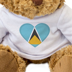 SAINT LUCIA FLAG HEART - Teddy Bear - Cute Cuddly Soft - St Lucian Gift Present