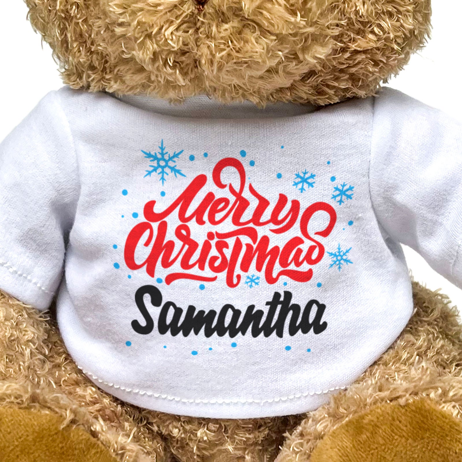 MERRY CHRISTMAS SAMANTHA - Teddy Bear - Cute Cuddly Soft - Xmas Gift Present