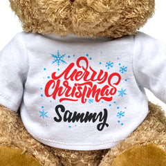 MERRY CHRISTMAS SAMMY - Teddy Bear - Cute Cuddly Soft - Xmas Gift Present