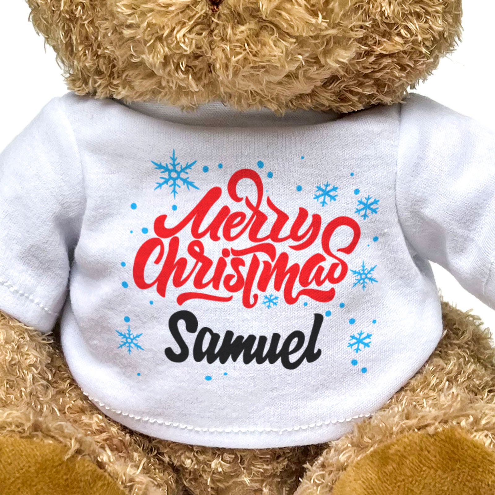 MERRY CHRISTMAS SAMUEL - Teddy Bear - Cute Cuddly Soft - Xmas Gift Present