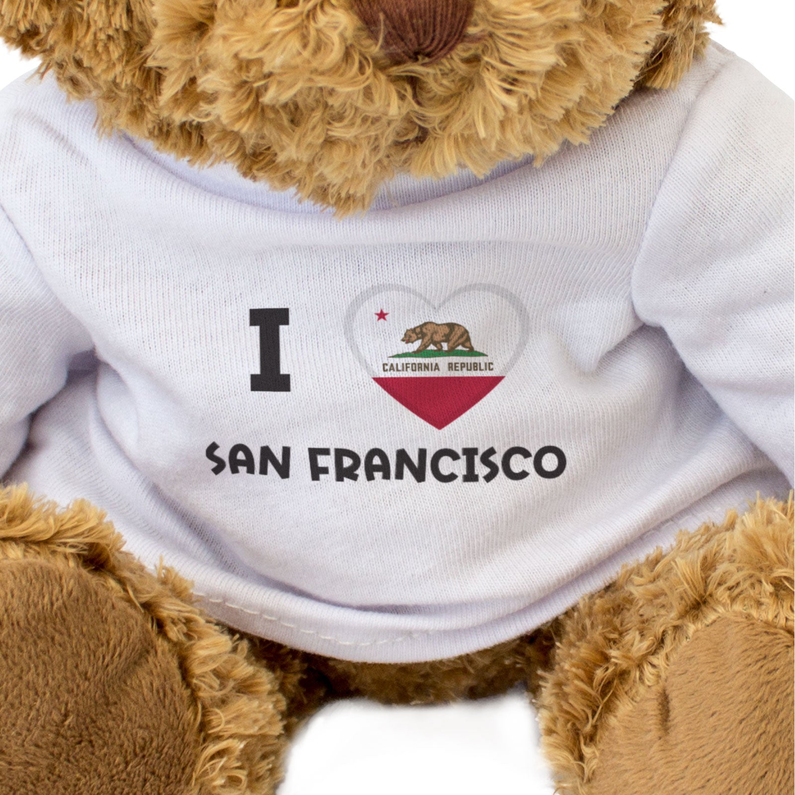 I LOVE SAN FRANCISCO (CALIFORNIA FLAG) - Teddy Bear - Cute Cuddly - Gift Present
