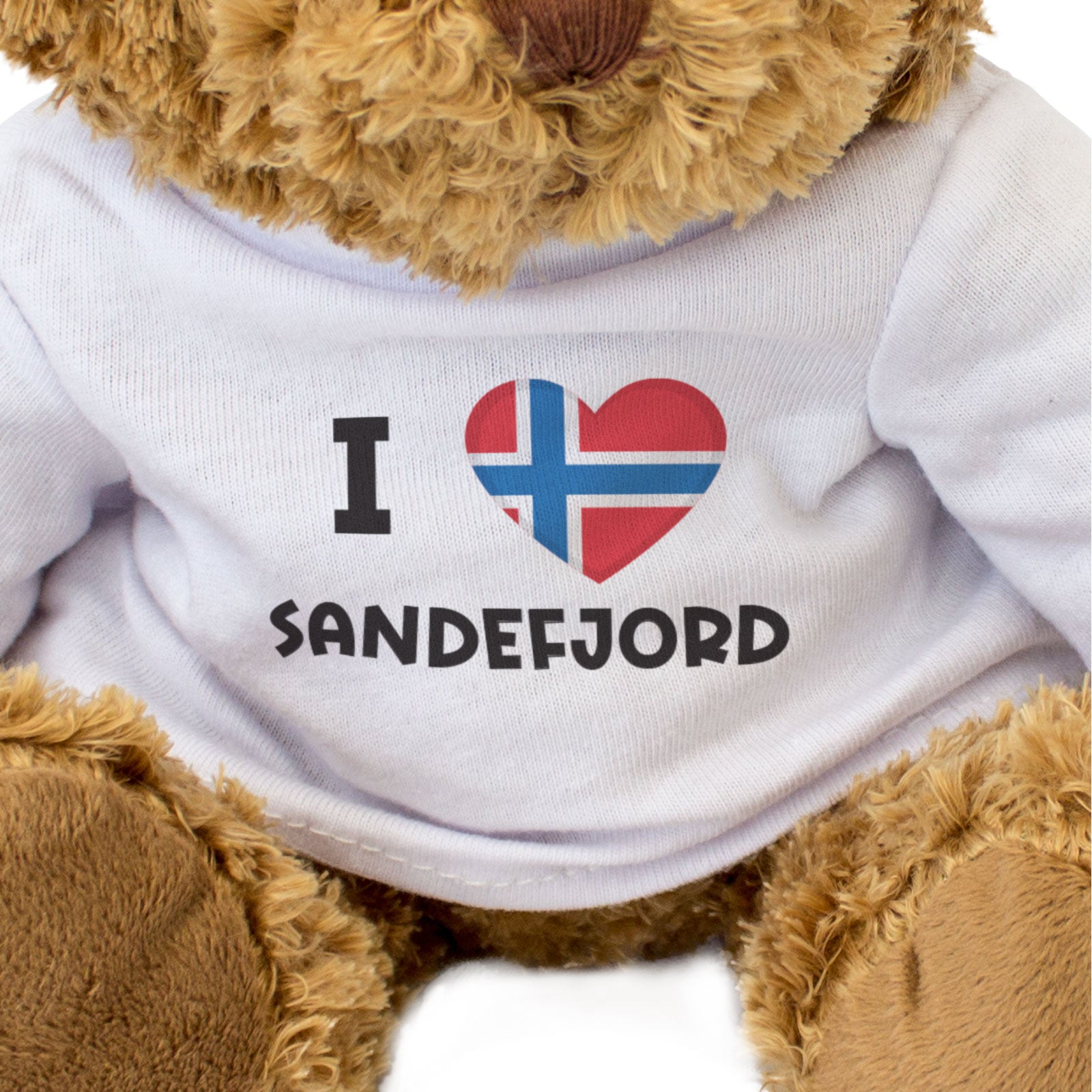 I LOVE SANDEFJORD (NORWAY FLAG) - Teddy Bear - Cute Cuddly Soft - Gift Present