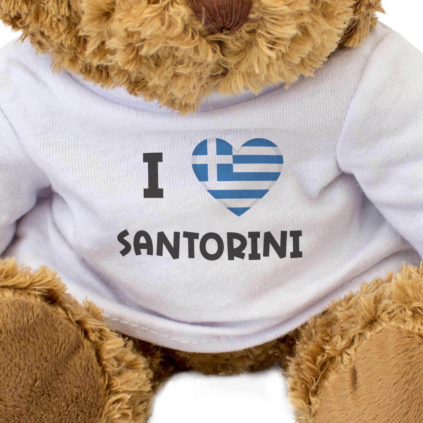 I LOVE SANTORINI (GREECE FLAG) - Teddy Bear - Cute Funny Souvenir Gift Present