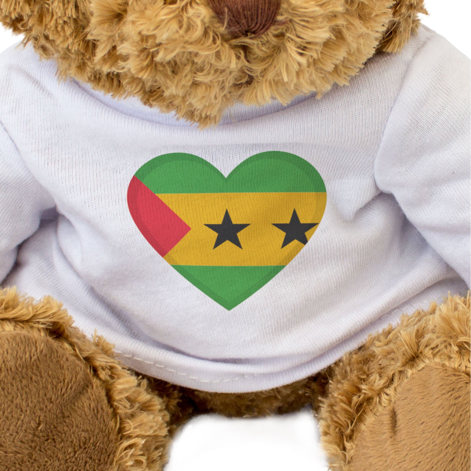 SÃO TOMÉ & PRINCIPE FLAG HEART - Teddy Bear - Cute Cuddly Soft - Gift Present
