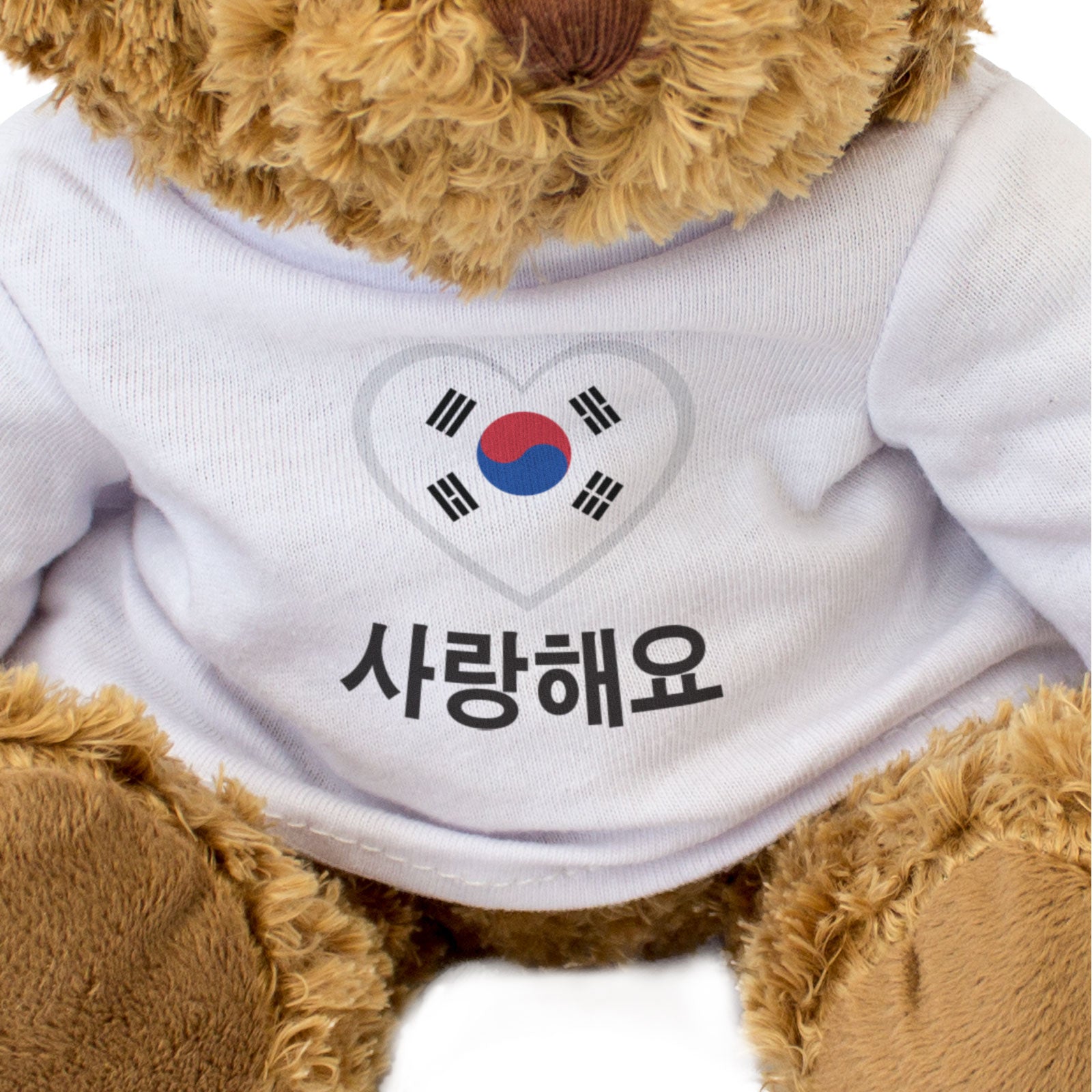 SARANGHAEYO 사랑해요 (KOREAN FLAG) - Teddy Bear - I Love You - Romantic Gift Present