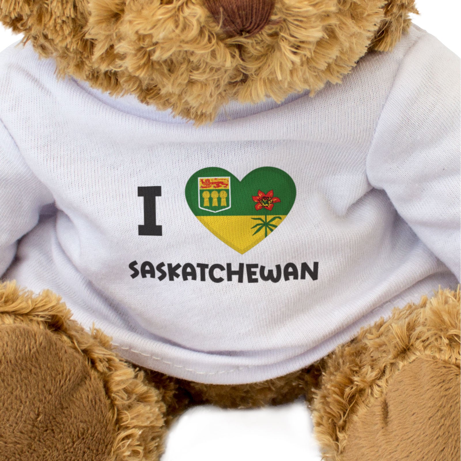 I LOVE SASKATCHEWAN FLAG - Teddy Bear - Cute Cuddly Soft - Canada Gift Present