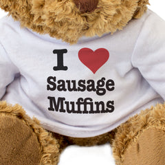 I LOVE SAUSAGE MUFFINS - Teddy Bear - Cute Cuddly Soft Adorable - Gift Present