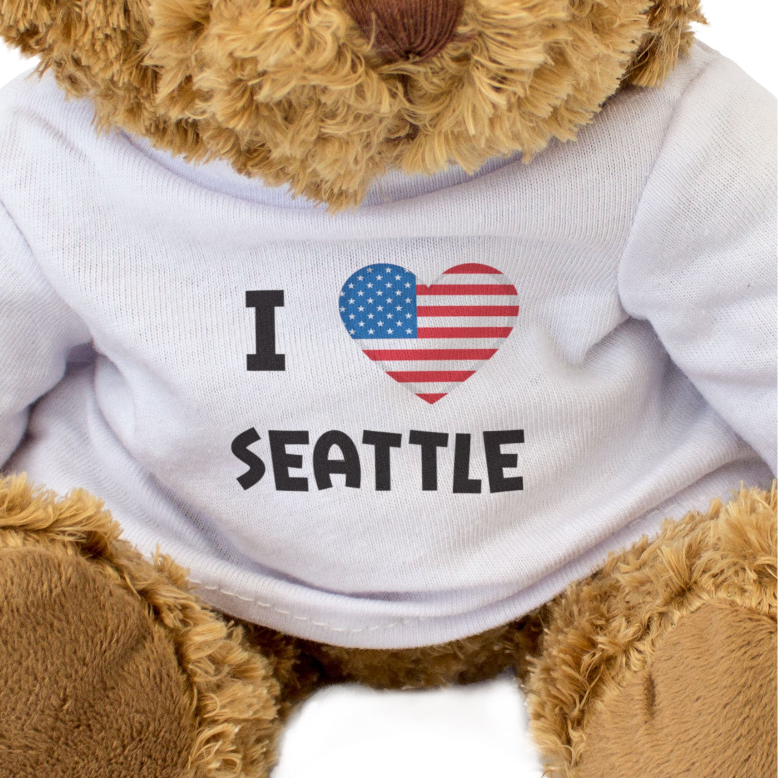 I LOVE SEATTLE (USA FLAG) - Teddy Bear - Cute Cuddly - Washington Gift Present