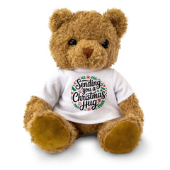 SENDING YOU A CHRISTMAS HUG - Teddy Bear - Cute Cuddly Soft - Xmas Gift Present