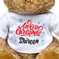 MERRY CHRISTMAS SHIREEN - Teddy Bear - Cute Cuddly Soft - Xmas Gift Present