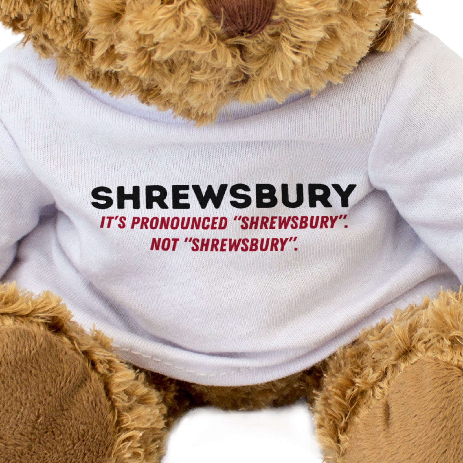 SHREWSBURY: IT'S PRONOUNCED SHREWSBURY - Teddy Bear - Shropshire Gift Present