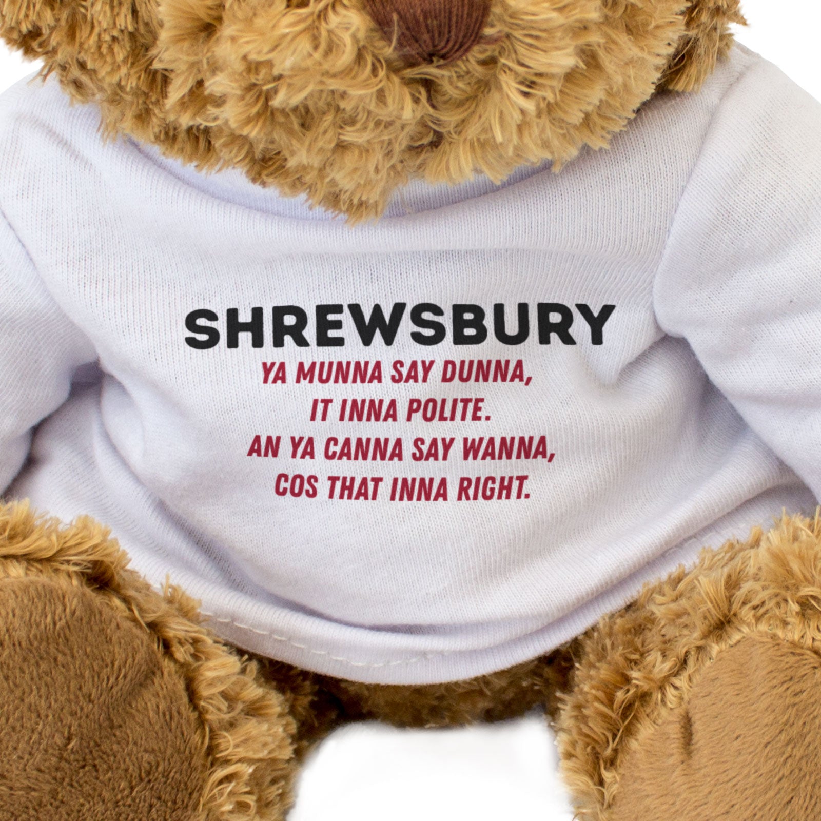 SHREWSBURY: YA MUNNA SAY DUNNA - Teddy Bear - Shropshire Dialect Gift Present