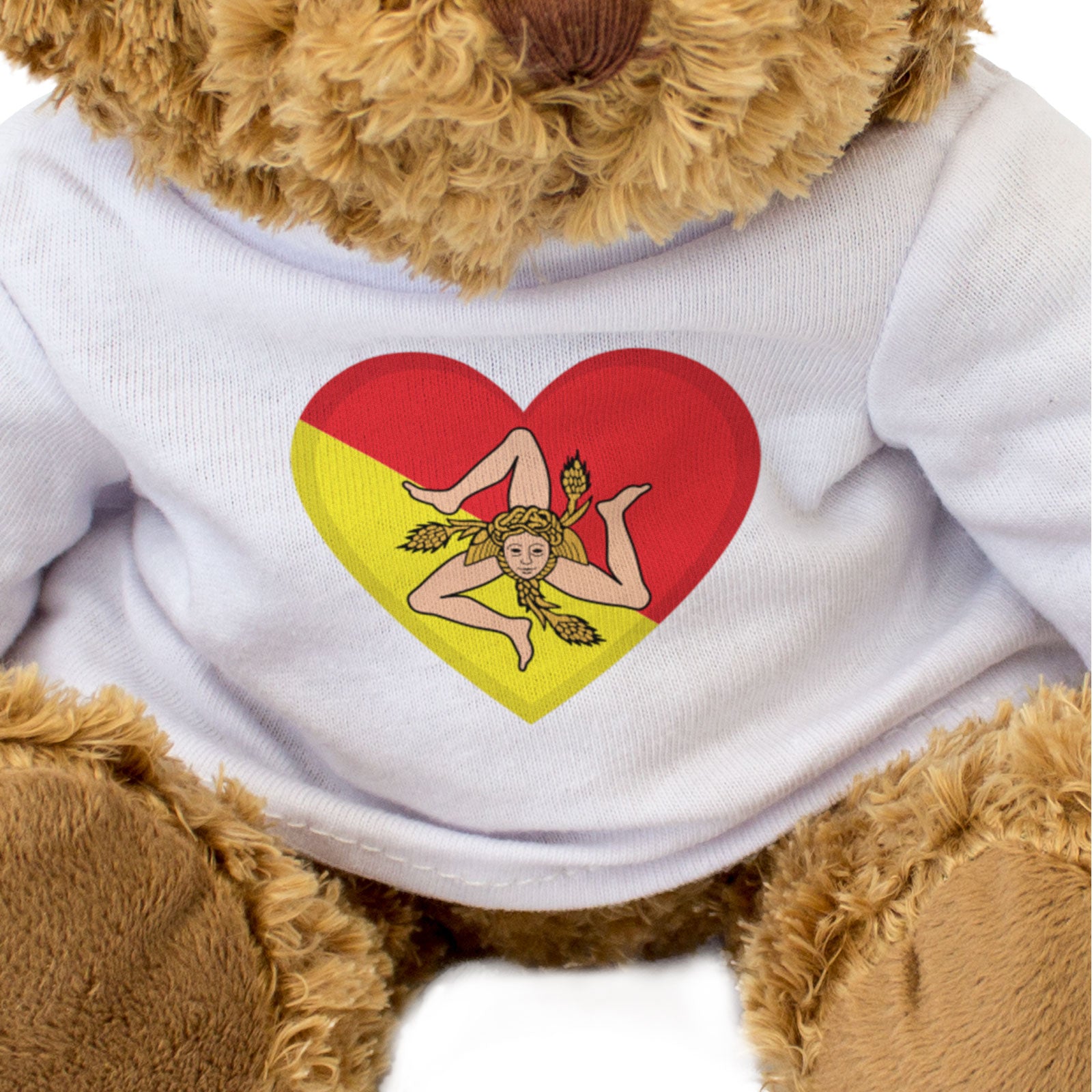 SICILY FLAG HEART - Teddy Bear - Cute Cuddly Soft - Sicilia Italy Gift Present