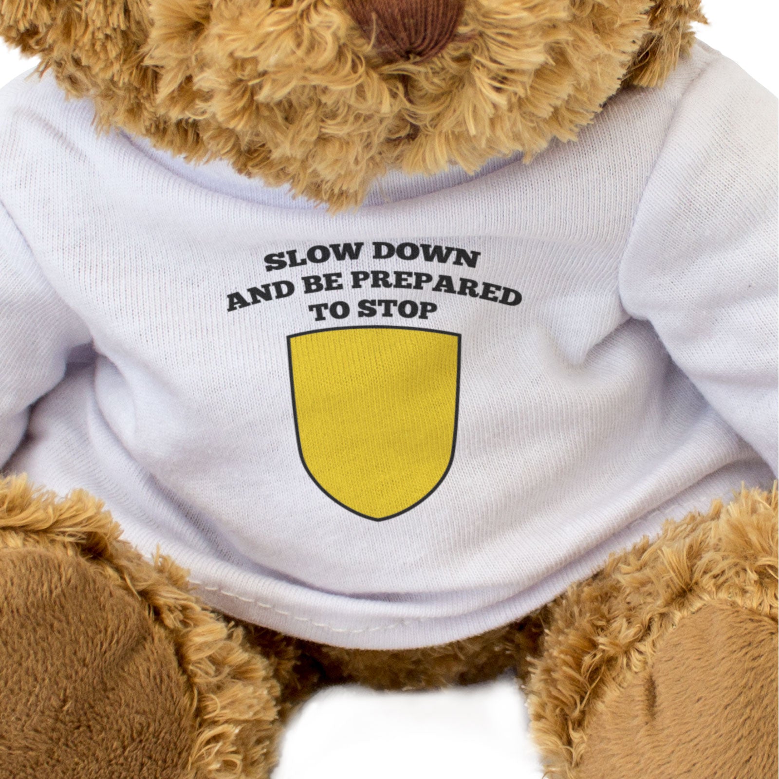 SLOW DOWN AND BE PREPARED TO STOP (YELLOW FLAG) - Teddy Bear - Motorsport Gift