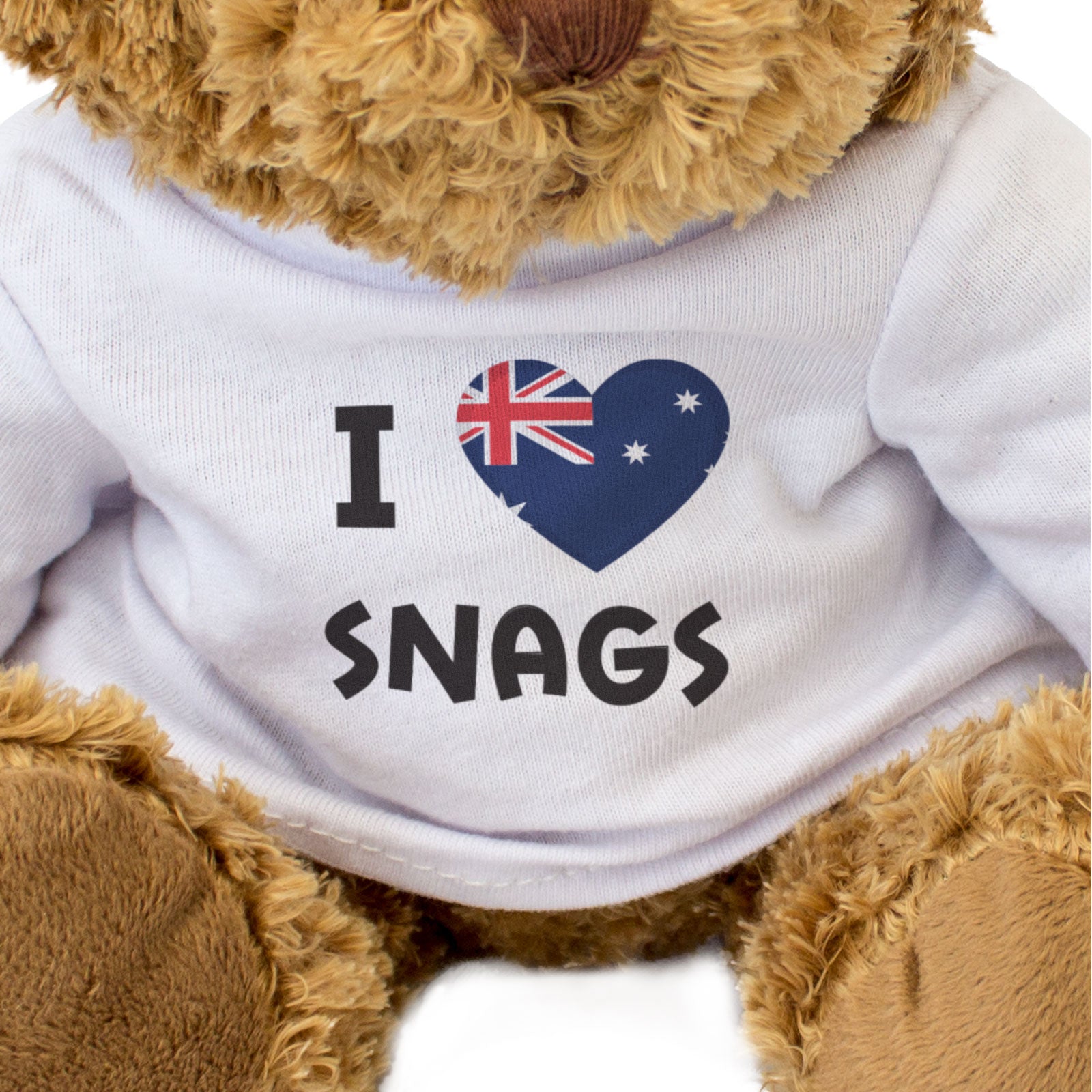 I LOVE SNAGS (AUSTRALIA FLAG) - Teddy Bear - Cute Funny - Gift Present
