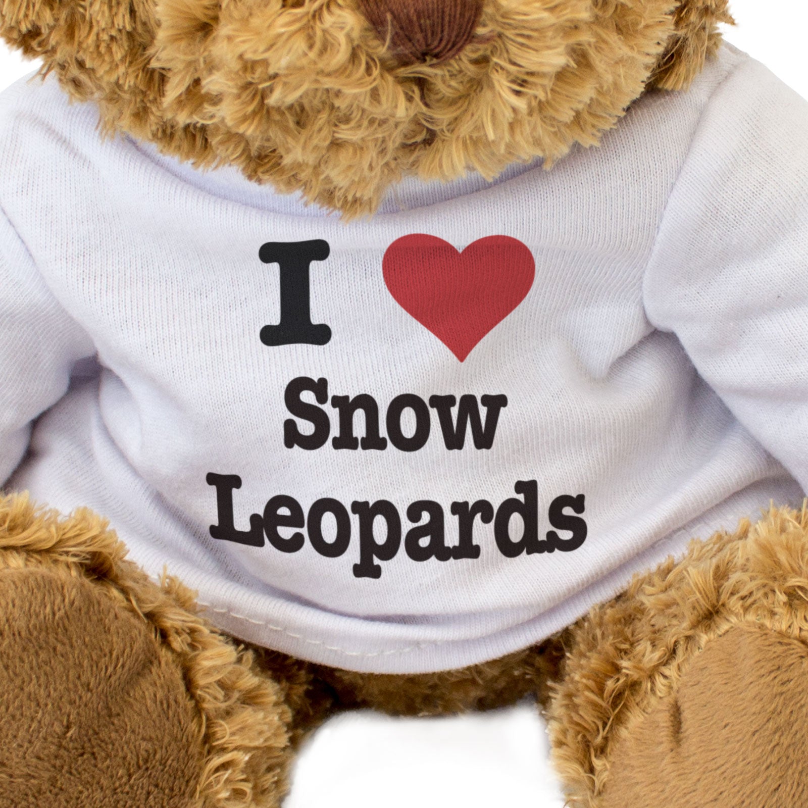 I LOVE SNOW LEOPARDS - Teddy Bear - Cute Cuddly Soft Adorable - Gift Present