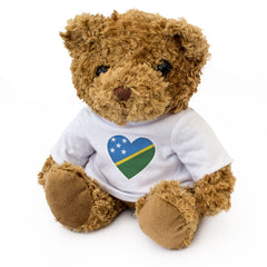 SOLOMON ISLANDS FLAG HEART - Teddy Bear - Cute Cuddly Soft - Gift Present