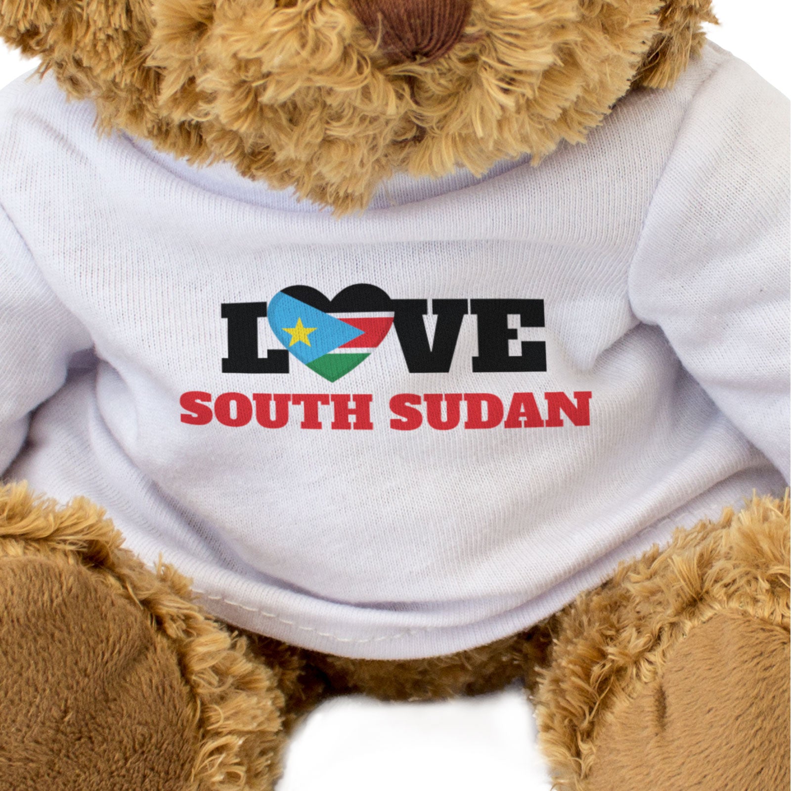 LOVE SOUTH SUDAN (FLAG HEART) - Teddy Bear - Cute - Funny Souvenir Gift Present