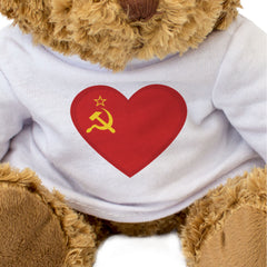 USSR SOVIET UNION FLAG HEART - Teddy Bear - Cute Funny - Souvenir Gift Present