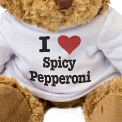 I LOVE SPICY PEPPERONI - Teddy Bear - Cute Cuddly Soft Adorable - Gift Present