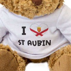 I LOVE ST AUBIN (JERSEY FLAG) - Teddy Bear - Cute Cuddly - Funny Gift Present