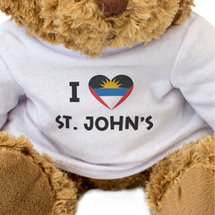 I LOVE ST. JOHN'S (ANTIGUA FLAG) - Teddy Bear - Cute Cuddly - Gift Present