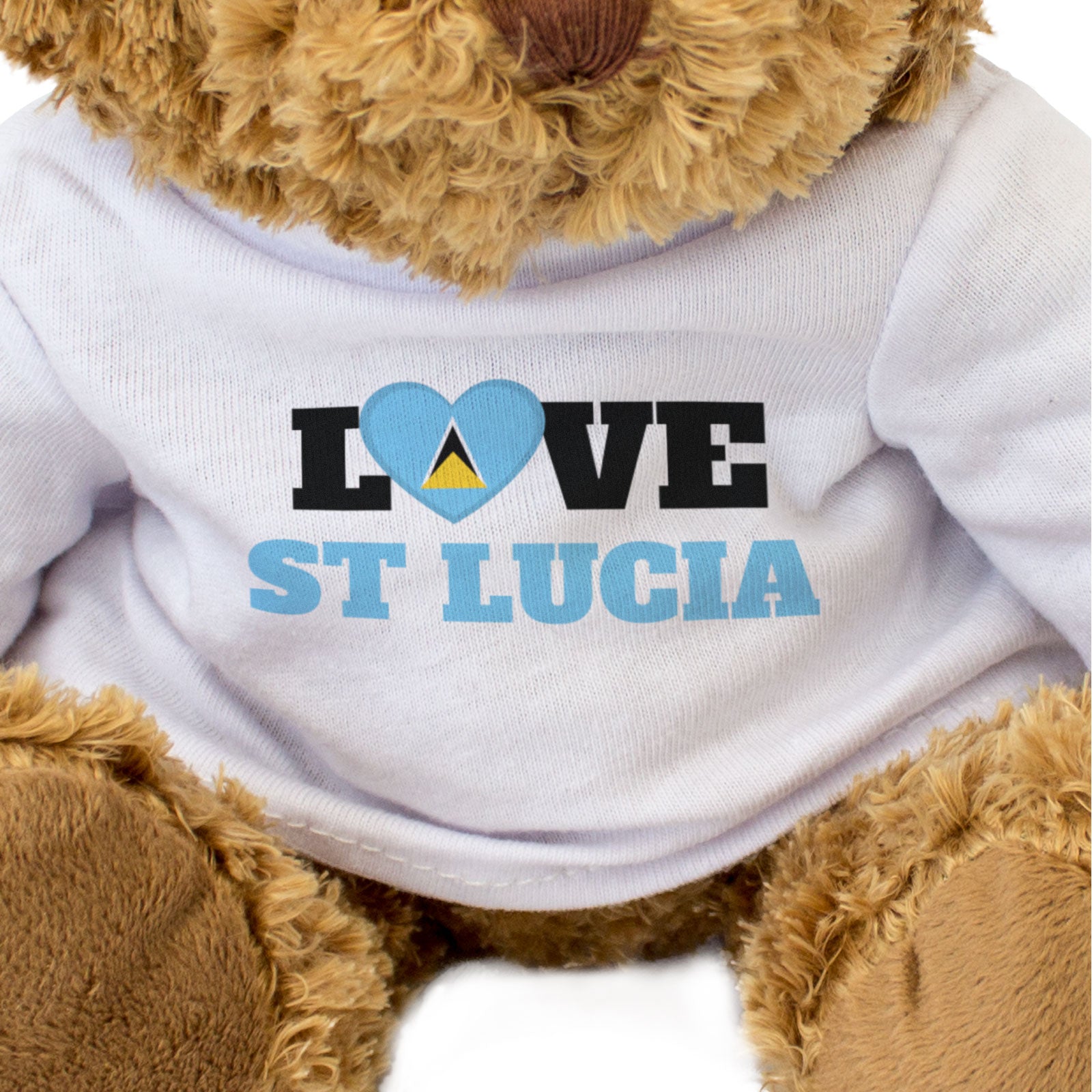 LOVE ST LUCIA (FLAG HEART) - Teddy Bear - Cute Funny - Souvenir Gift Present