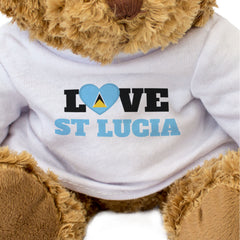 LOVE ST LUCIA (FLAG HEART) - Teddy Bear - Cute Funny - Souvenir Gift Present