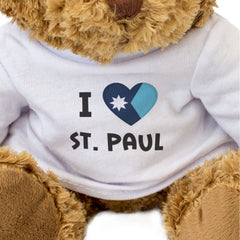 I LOVE ST PAUL (MINNESOTA FLAG) - Teddy Bear - Cute Cuddly - Gift Present