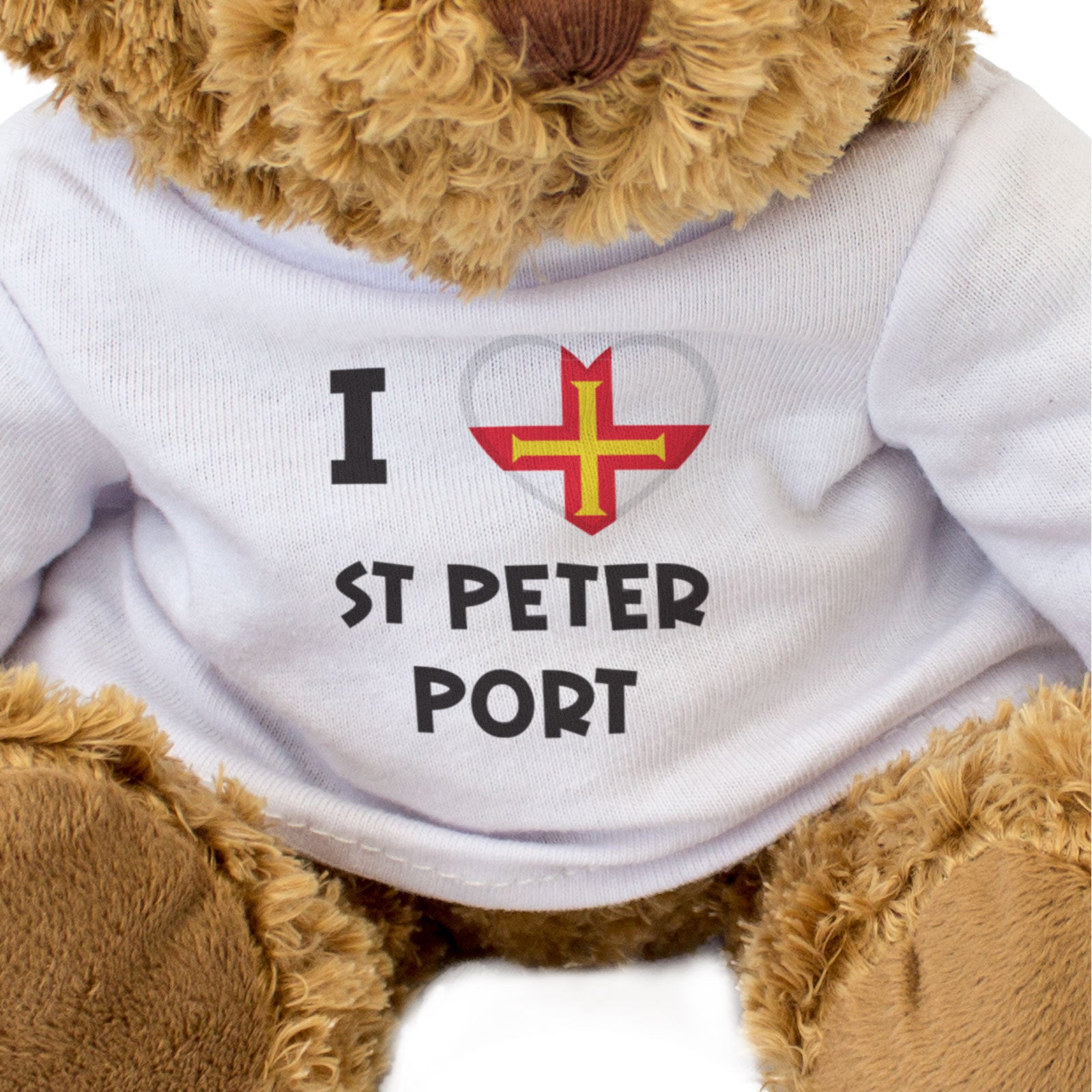 I LOVE ST PETER PORT (GUERNSEY FLAG) - Teddy Bear - Cute - Funny Gift Present