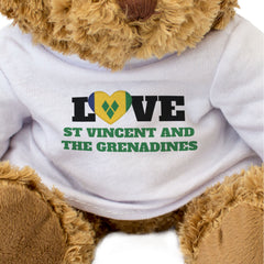 LOVE ST VINCENT & THE GRENADINES (FLAG HEART) - Teddy Bear - Funny Gift Present