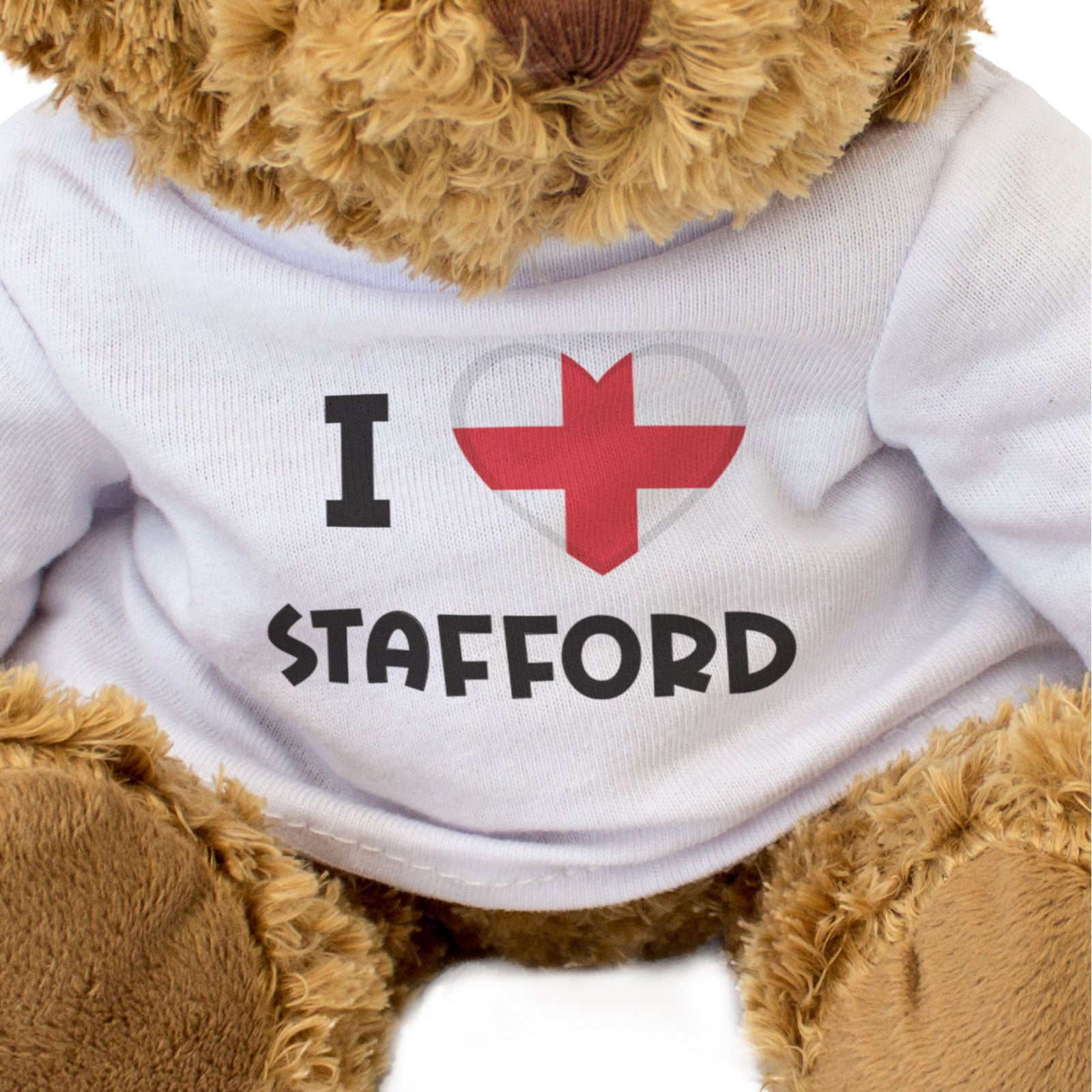 I LOVE STAFFORD (ENGLAND FLAG) - Teddy Bear - Cute Cuddly - Funny Gift Present