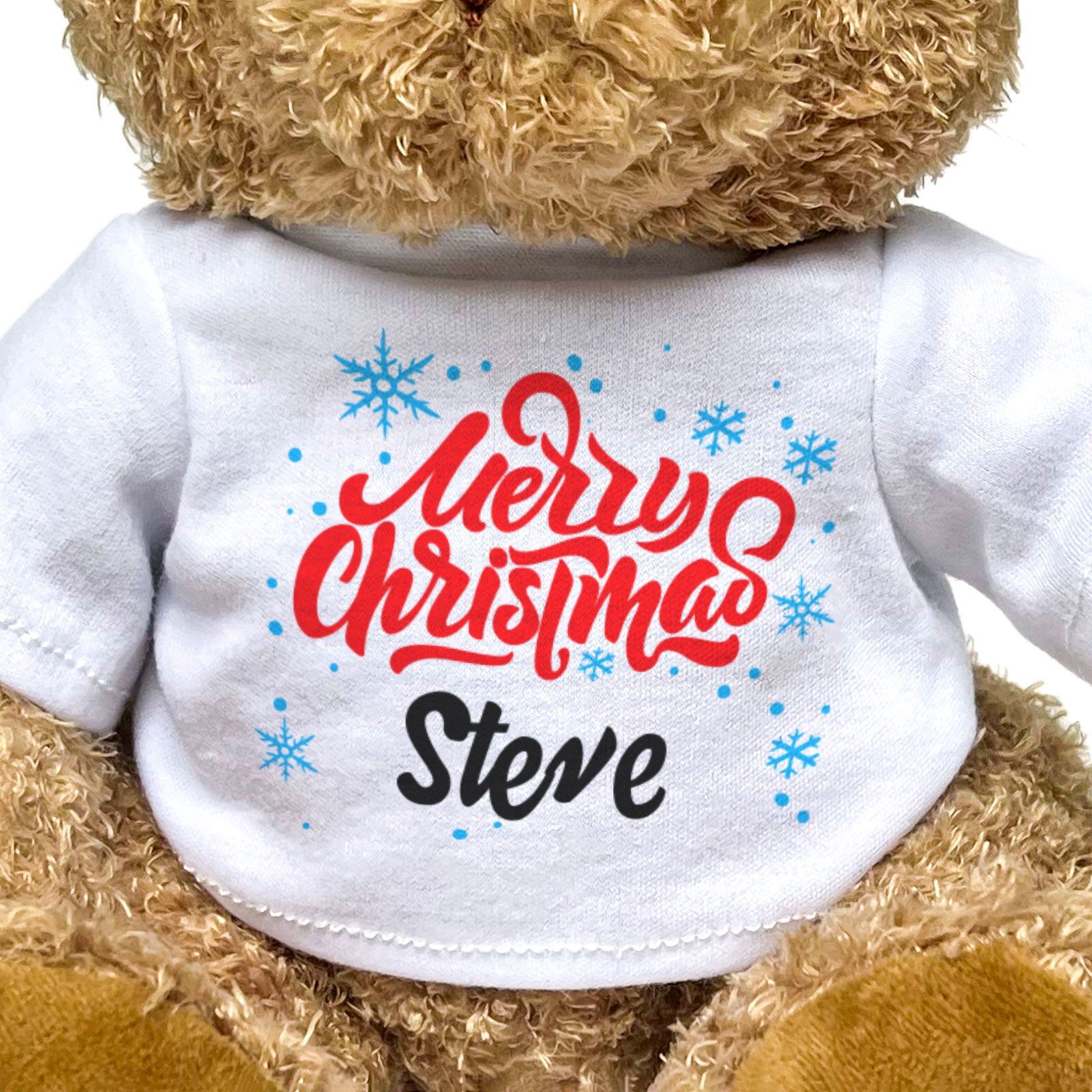 MERRY CHRISTMAS STEVE - Teddy Bear - Cute Cuddly Soft - Xmas Gift Present