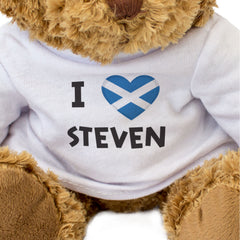 I LOVE STEVEN (SCOTLAND FLAG) - Teddy Bear - Cute - Funny Scottish Gift Present