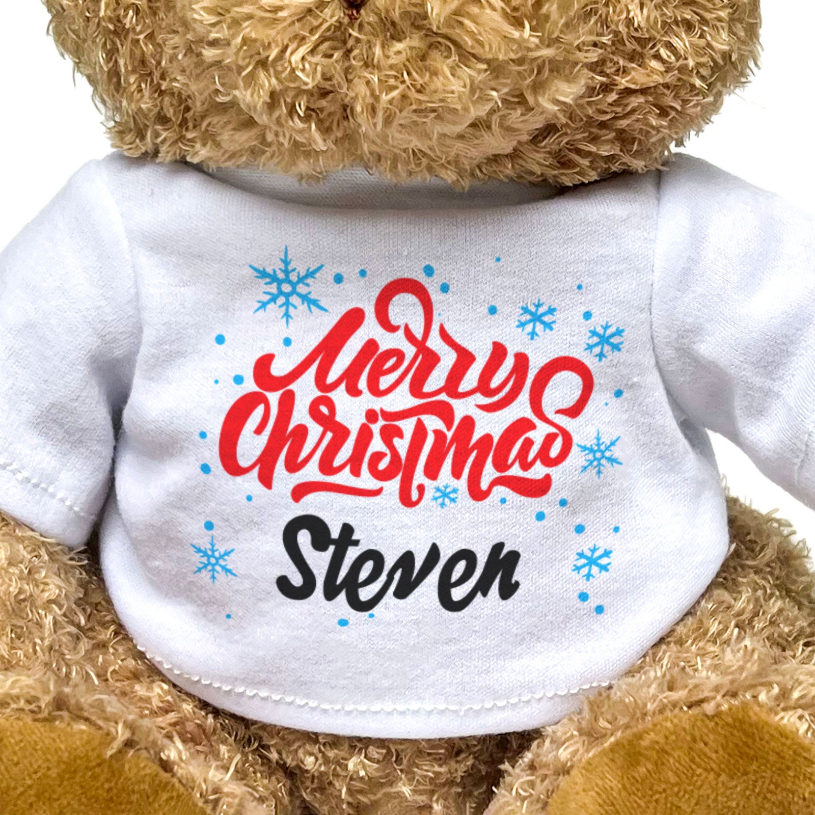 MERRY CHRISTMAS STEVEN - Teddy Bear - Cute Cuddly Soft - Xmas Gift Present