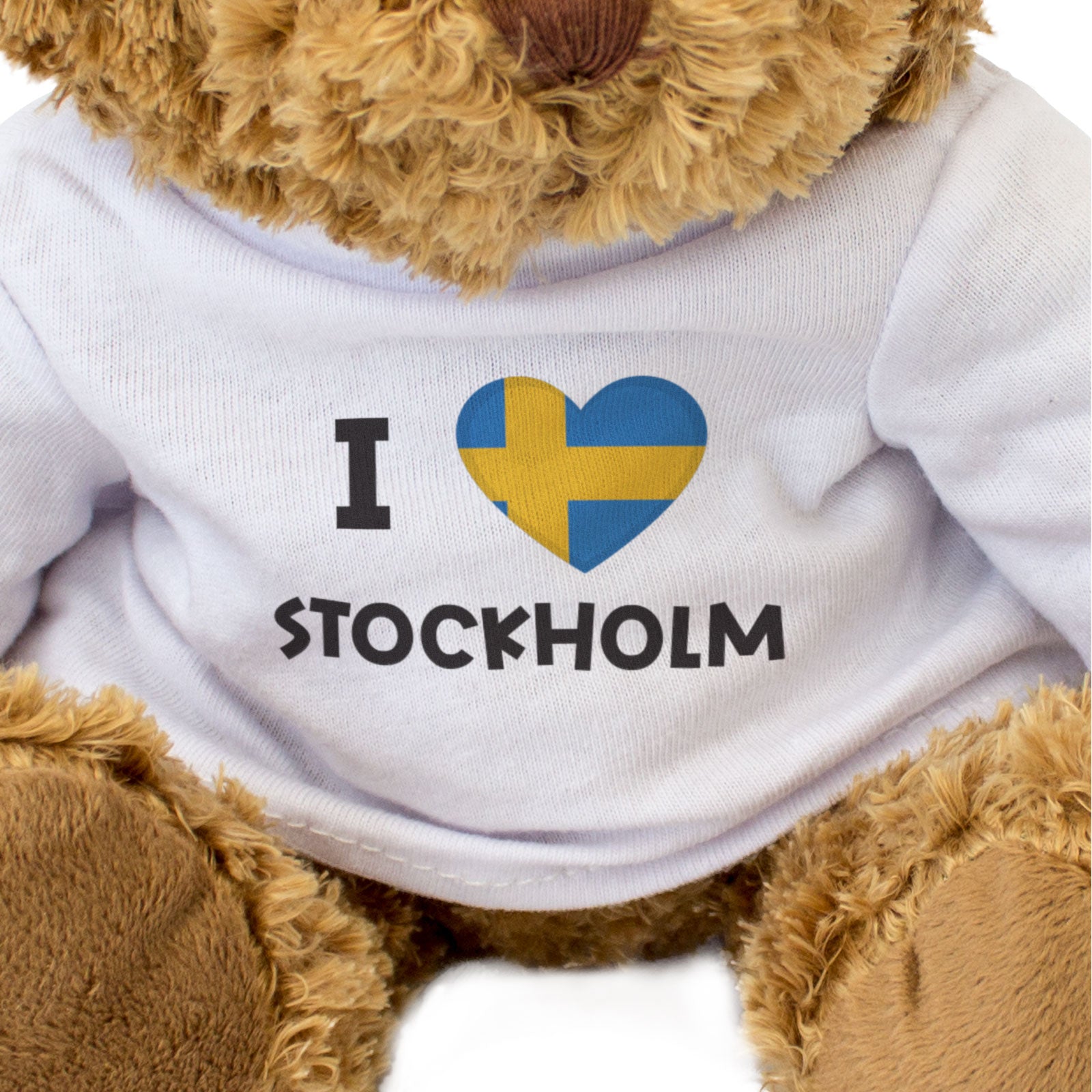 I LOVE STOCKHOLM (SWEDEN FLAG) - Teddy Bear - Cute Cuddly - Gift Present