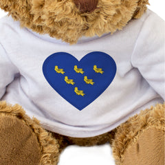 SUSSEX FLAG HEART - Teddy Bear - Cute Cuddly Soft Adorable - Gift Present